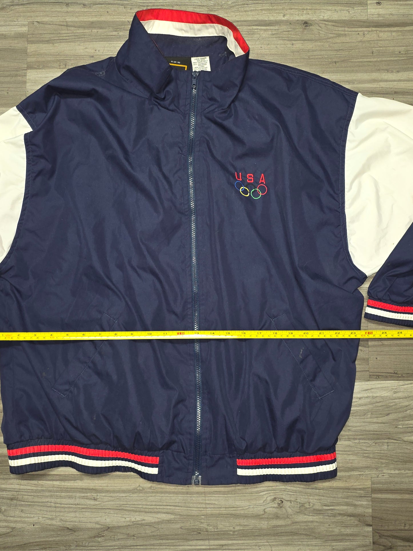 VINTAGE USA Olympics Jacket Large White Team USA Windbreaker Track Coat 90s