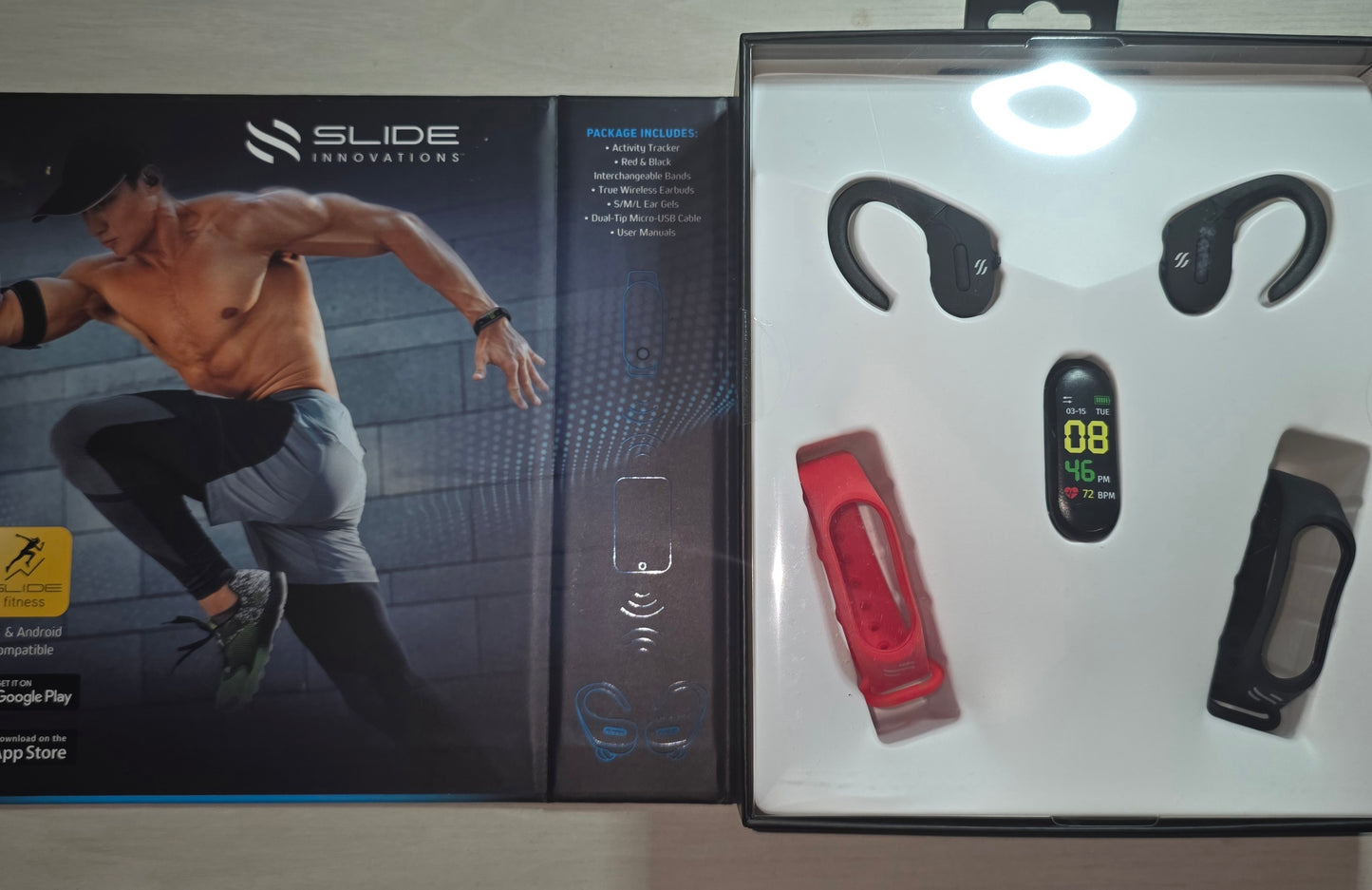 Slide innovations fitness tracker wireless earbuds New