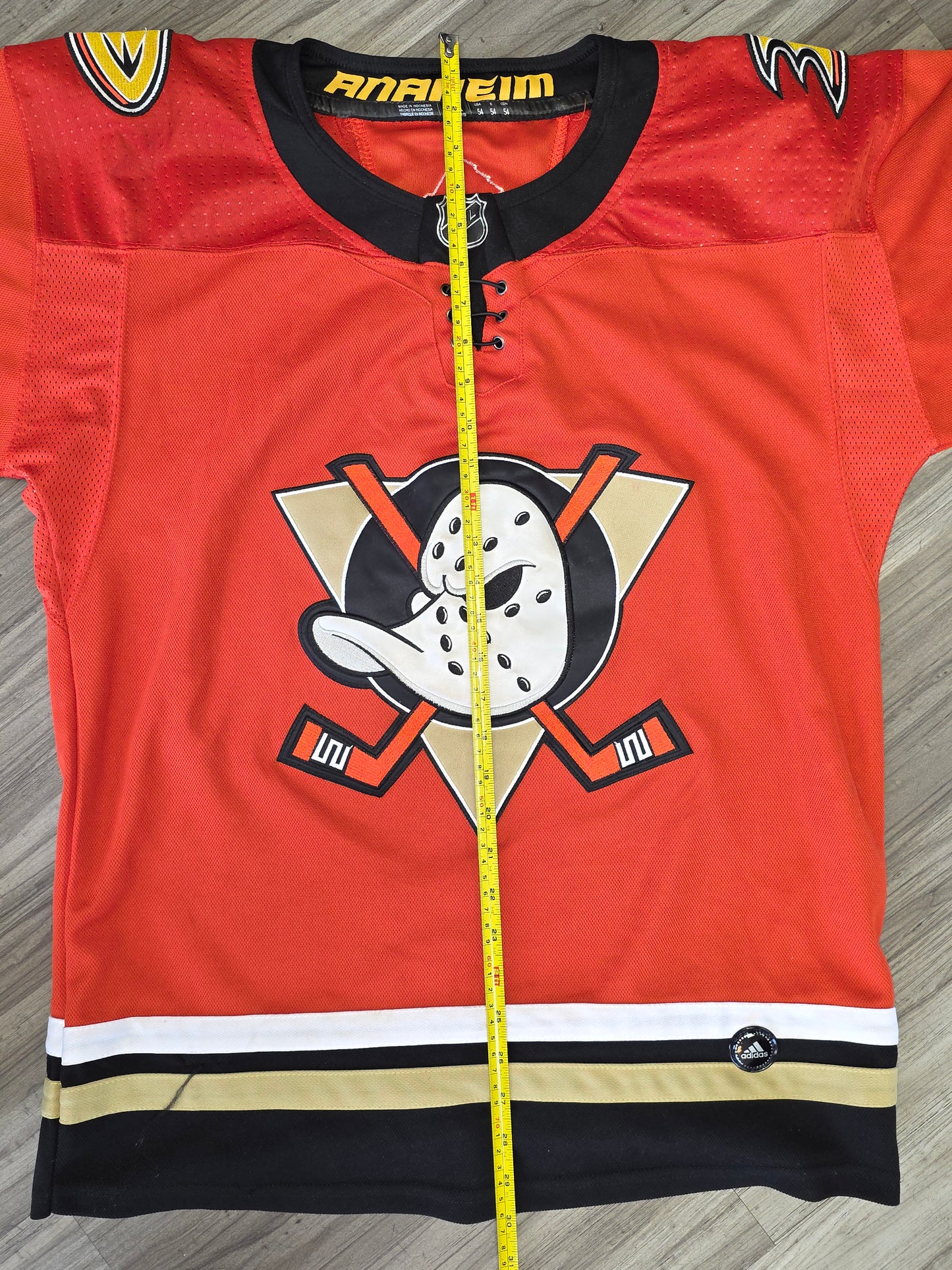 Authentic Adidas Anaheim Ducks Hockey Orange Jersey Size 54