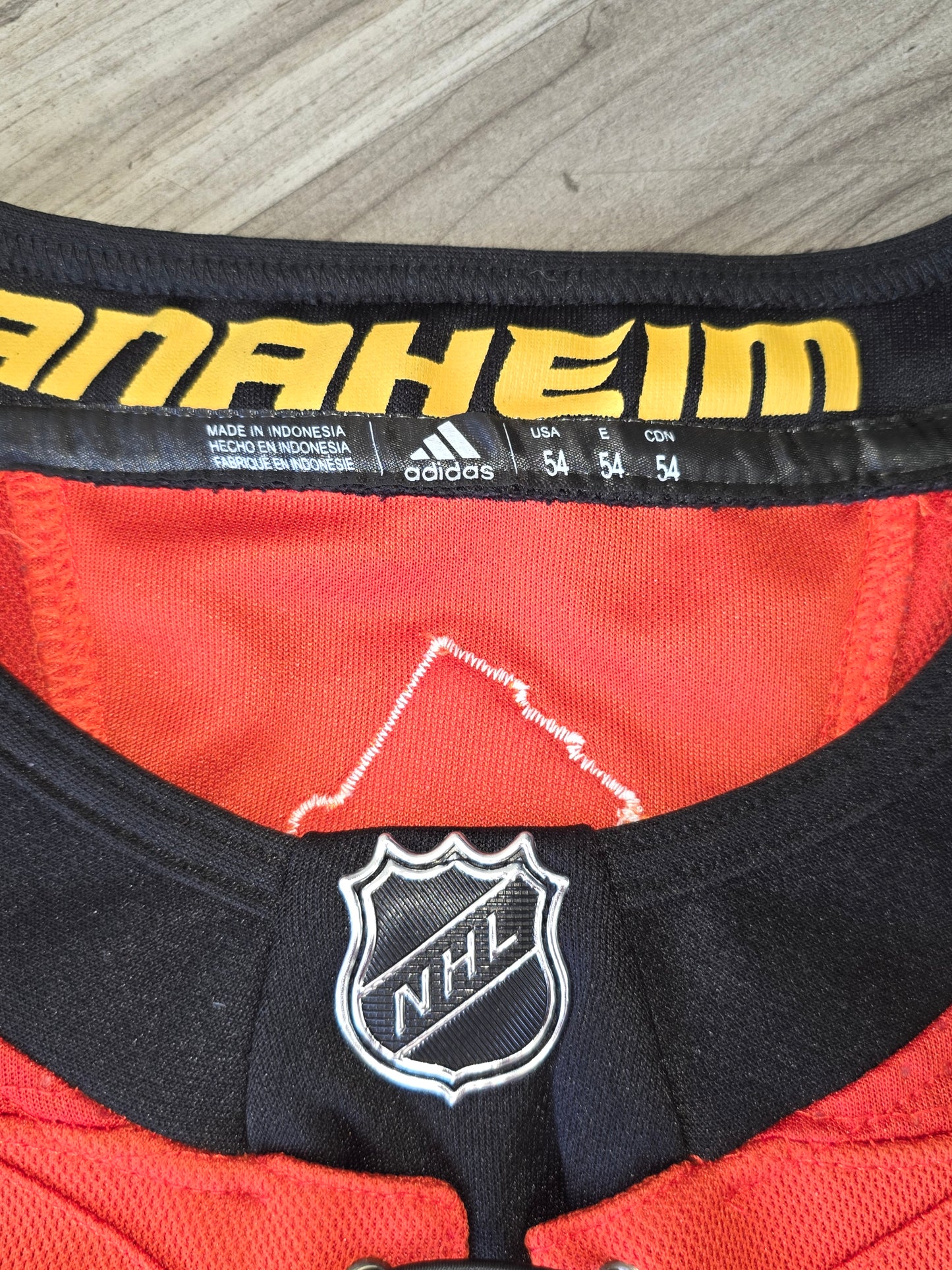 Authentic Adidas Anaheim Ducks Hockey Orange Jersey Size 54