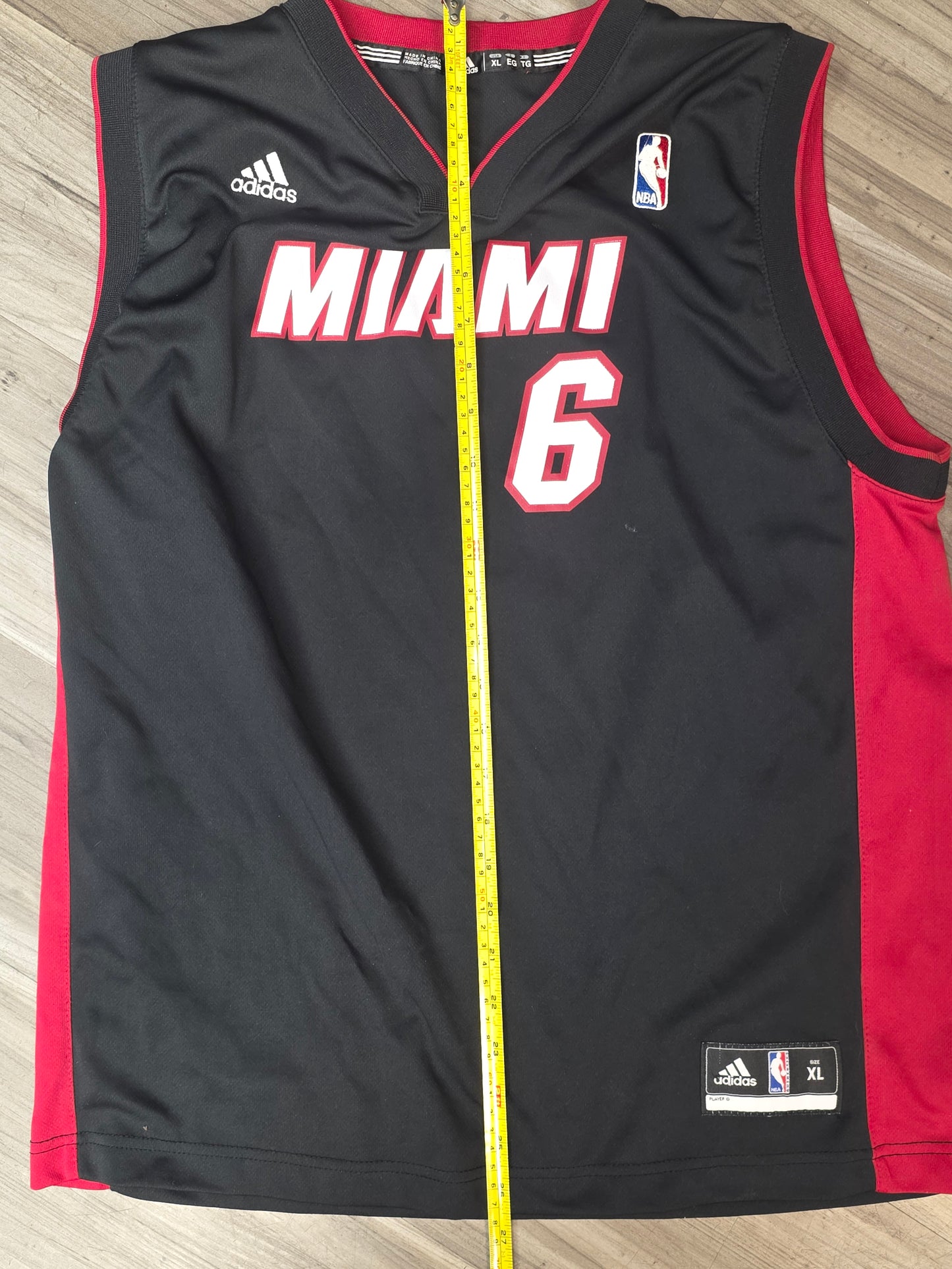 Adidas Lebron James #6 Miami Heat Jersey Youth XL (18-20) Black NBA Basketball