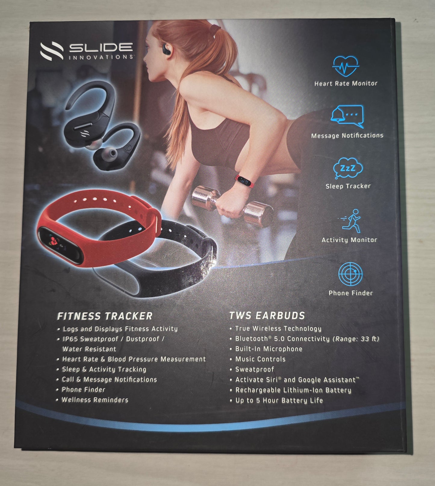 Slide innovations fitness tracker wireless earbuds New