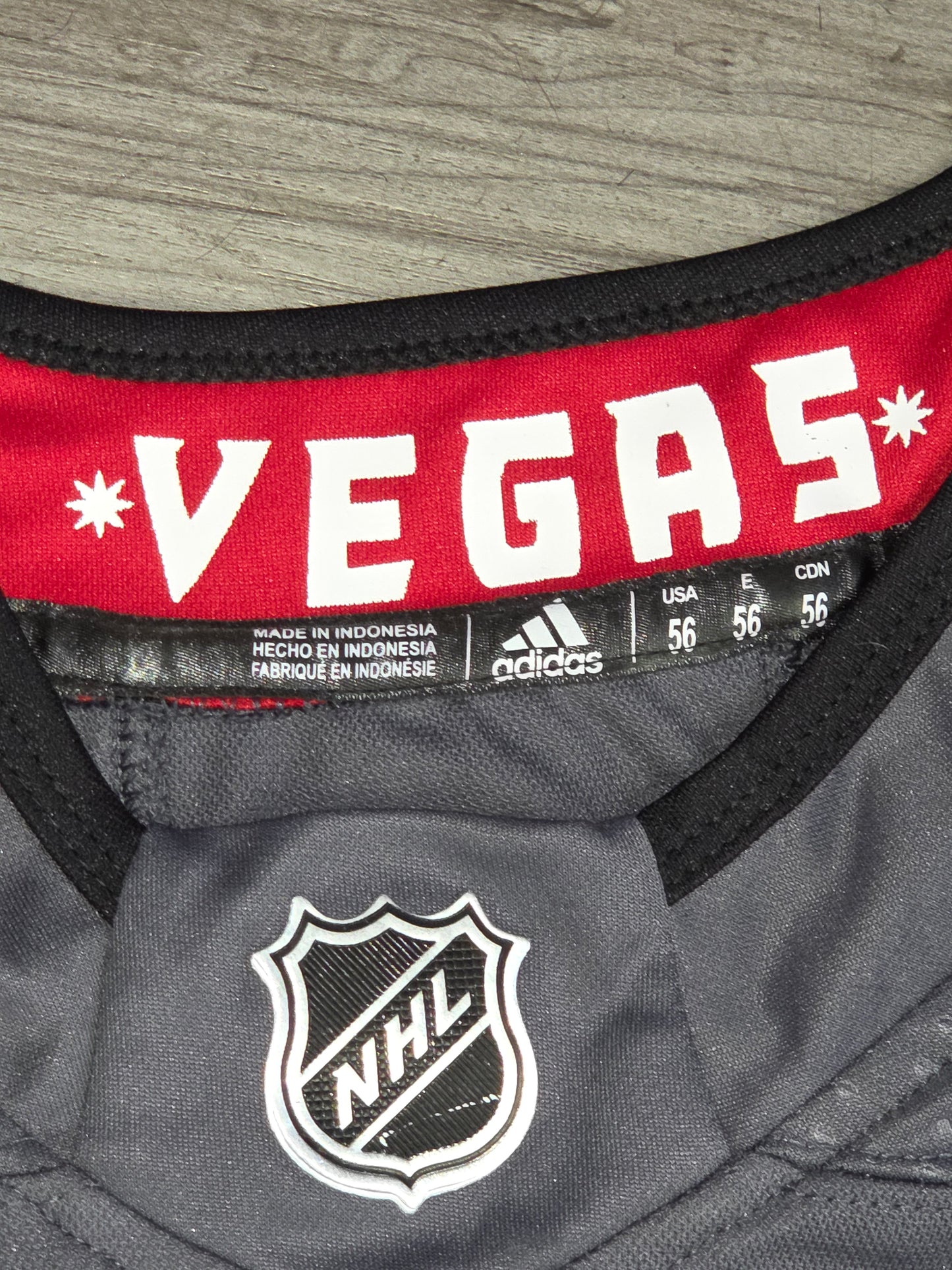 Adidas Men Jersey Gray Size 56 Hockey NHL Vegas Golden Knights #29 Fleury Stich