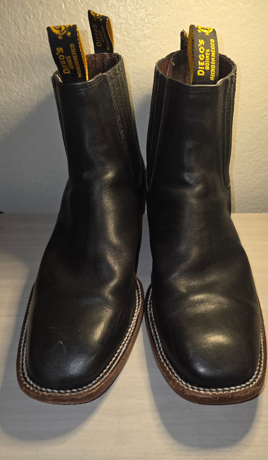 Botines Men's Botin Cowboy Leather Rodeo Slip On Ankle Square Toe Boots